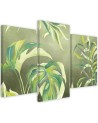 Canvas print for bedroom modern triptych - Monstera leaves | FEEBY