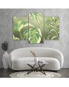 Canvas print for bedroom modern triptych - Monstera leaves | FEEBY