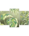 Canvas print for bedroom modern triptych - Monstera leaves | FEEBY