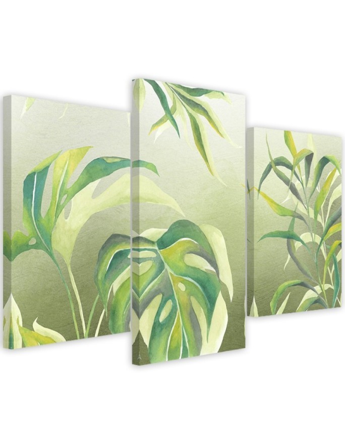 Three-part canvas print - Monstera leaves | FEEBY