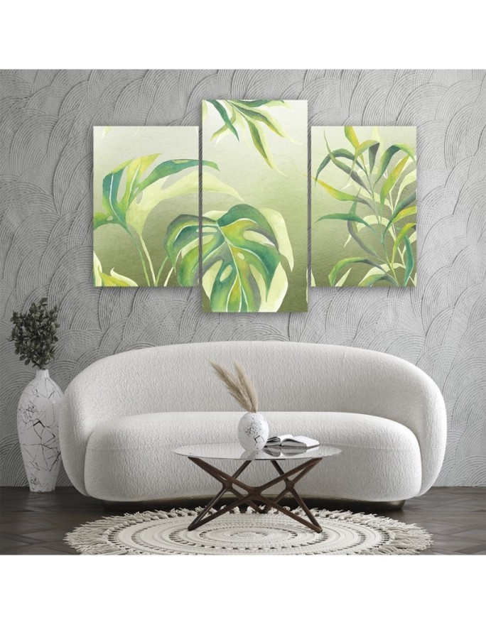Three-part canvas print - Monstera leaves | FEEBY