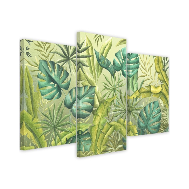 Canvas triptych painting - Monstera leaves | FEEBY