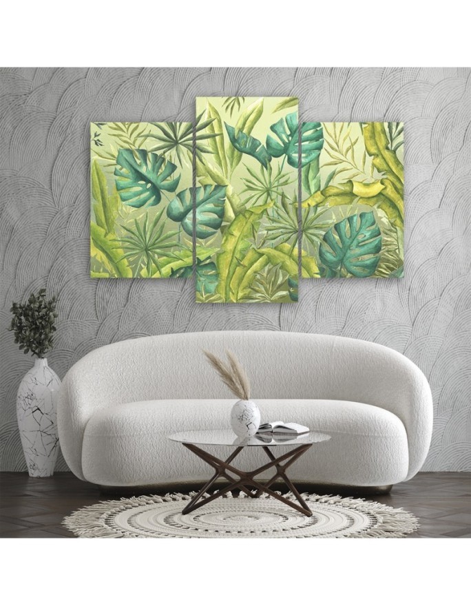 Canvas triptych painting - Monstera leaves | FEEBY