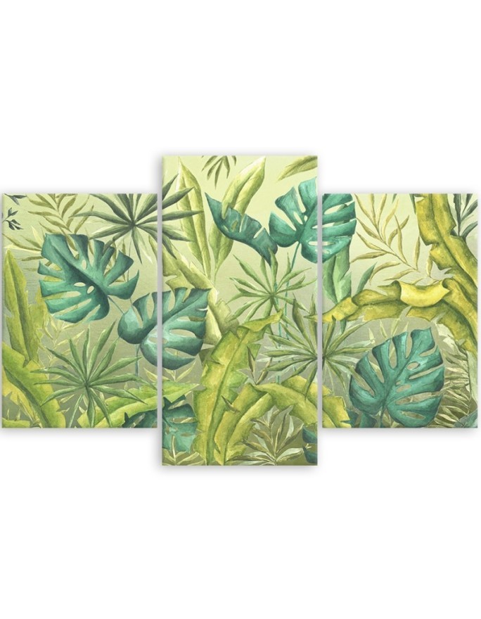 Canvas triptych painting - Monstera leaves | FEEBY