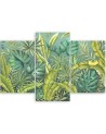 Modern painting for living room triptych - Monstera leaves | FEEBY