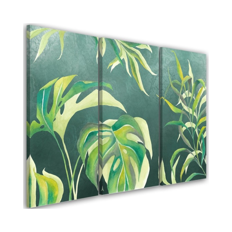 3 piece Canvas print triptych - Monstera leaves | FEEBY
