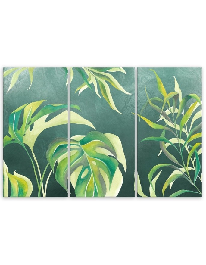 3 piece Canvas print triptych - Monstera leaves | FEEBY