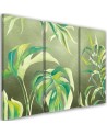 Wall painting for living room 3-part - Monstera leaves | FEEBY