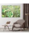 Wall painting for living room 3-part - Monstera leaves | FEEBY