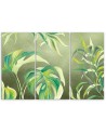 Wall painting for living room 3-part - Monstera leaves | FEEBY