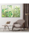 Three-part canvas painting for living room - Monstera leaves | FEEBY
