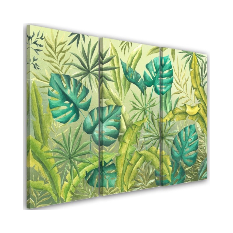Modern 3-panel canvas print - Monstera leaves | FEEBY