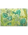Modern 3-panel canvas print - Monstera leaves | FEEBY