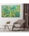 Office wall painting triptych - Monstera leaves | FEEBY