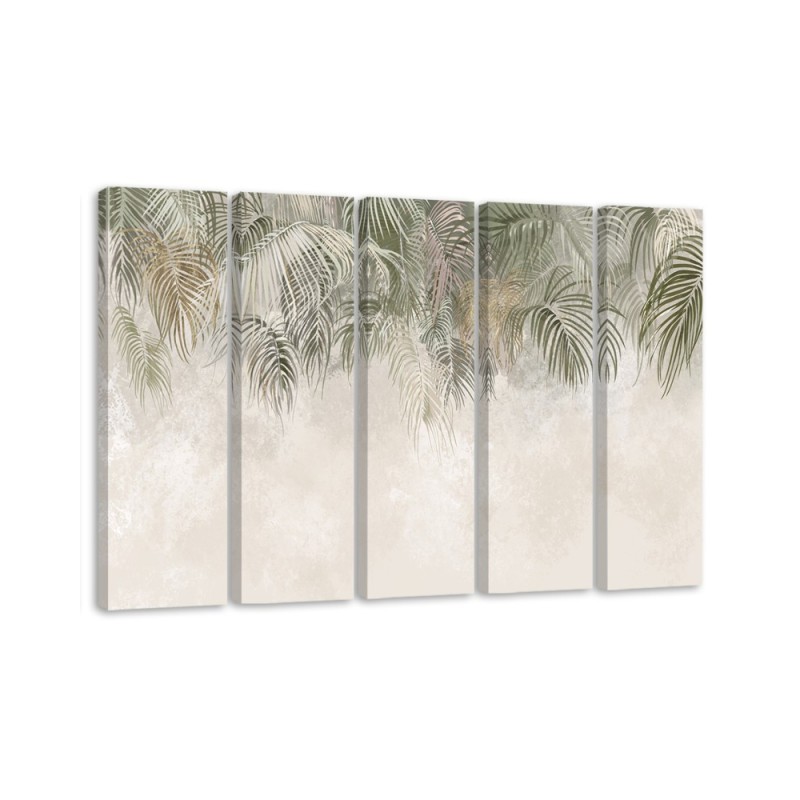 Canvas print for canvas five-piece - Palm leaves | FEEBY