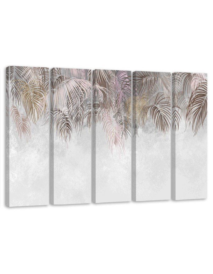 Fashionable Canvas painting for living room five parts - Palm leaves | FEEBY