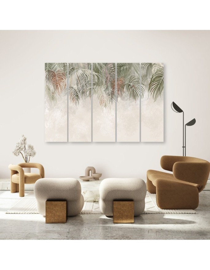 Five-part painting for office study - Hanging palm leaves | FEEBY