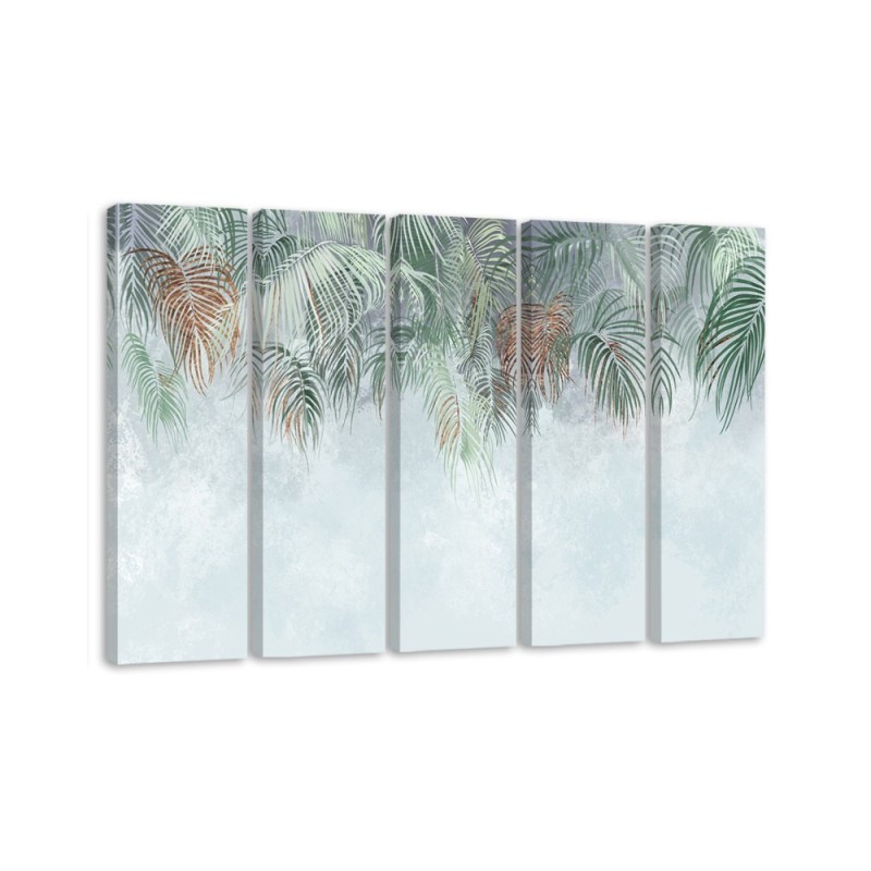 Canvas painting for wall five parts - Hanging palm leaves | FEEBY