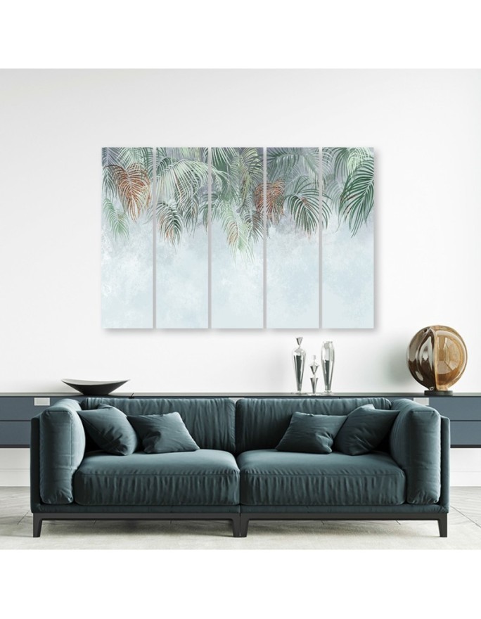 Canvas painting for wall five parts - Hanging palm leaves | FEEBY