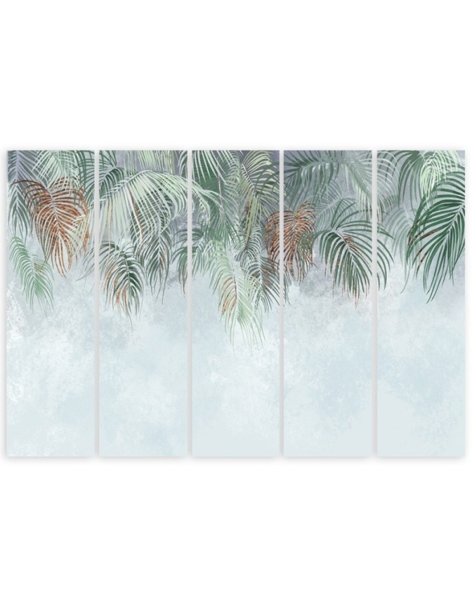 Canvas painting for wall five parts - Hanging palm leaves | FEEBY