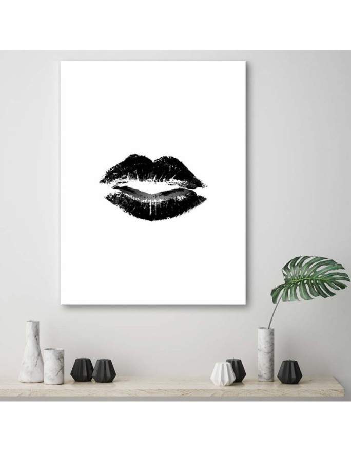 Modern Canvas painting for bedroom B&W Mouth Péchane | FEEBY