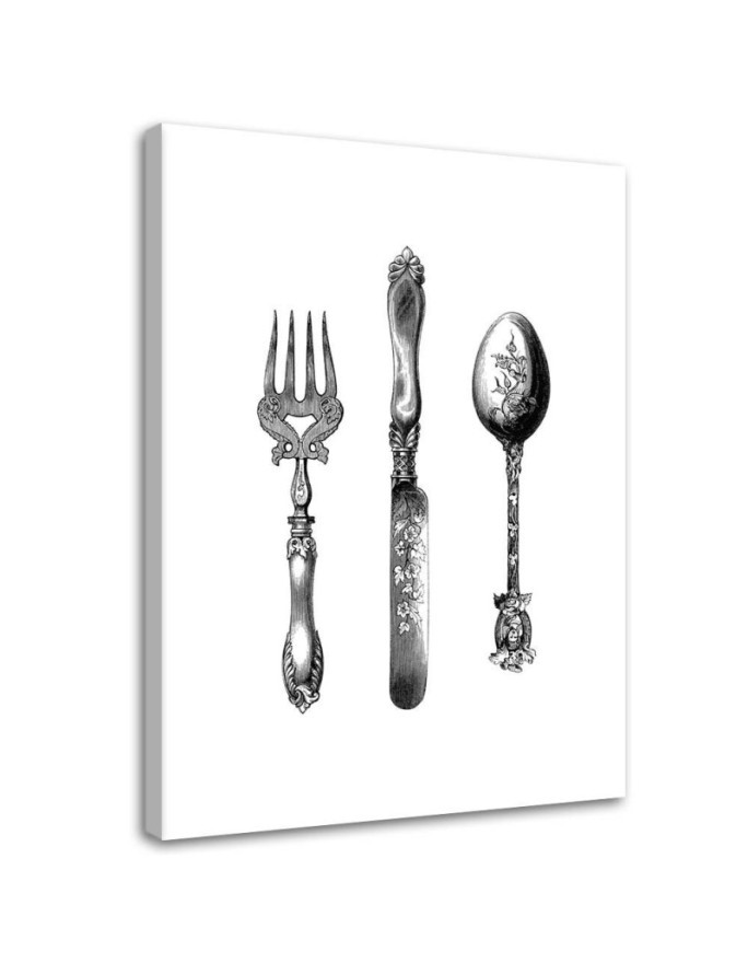 Printed wall picture for the kitchen - Rustic cutlery | FEEBY