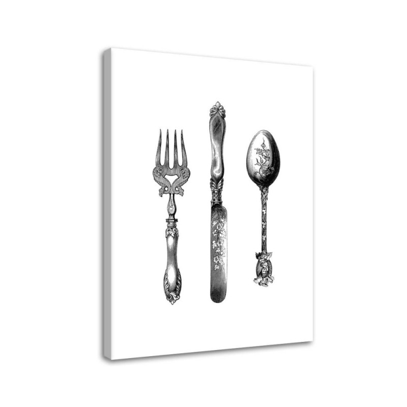Printed wall picture for the kitchen - Rustic cutlery | FEEBY