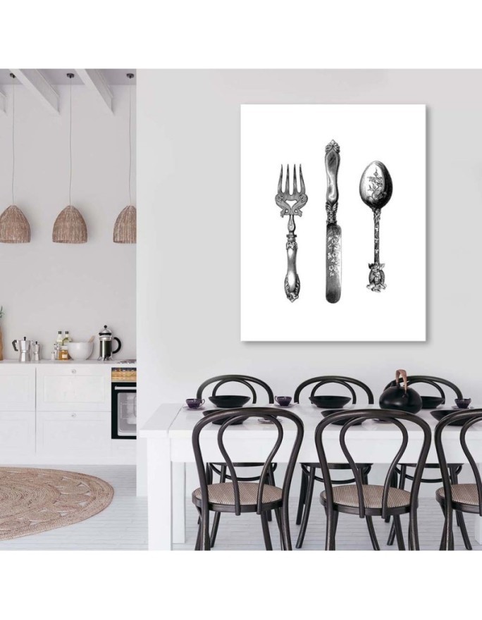 Printed wall picture for the kitchen - Rustic cutlery | FEEBY
