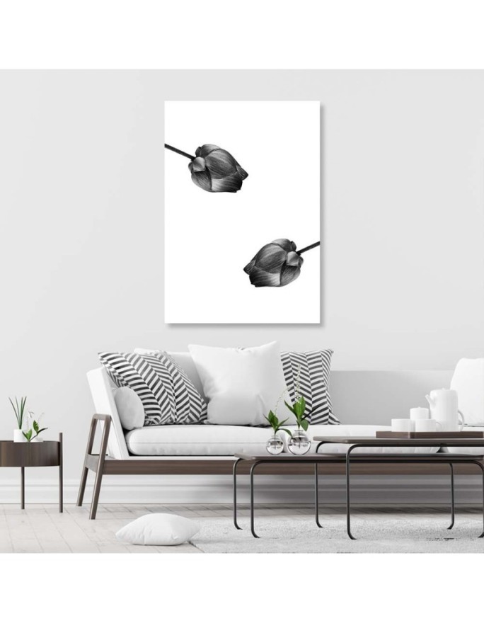 Wrapped Canvas prints wall art - Two grey flowers | FEEBY