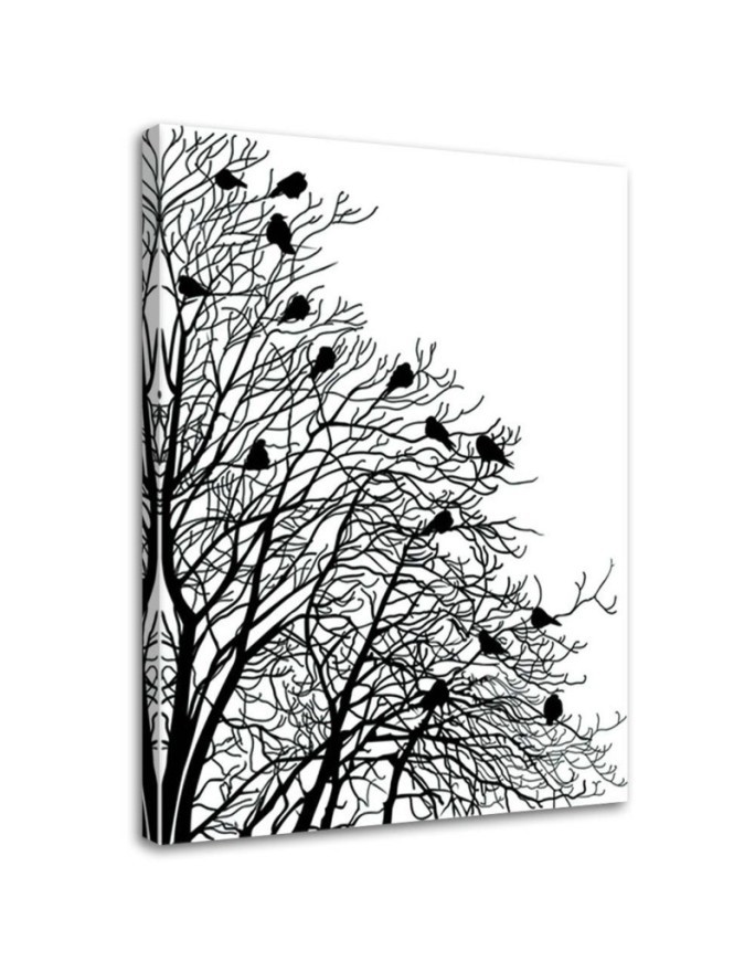 Canvas print B&W - Birds on branches | FEEBY