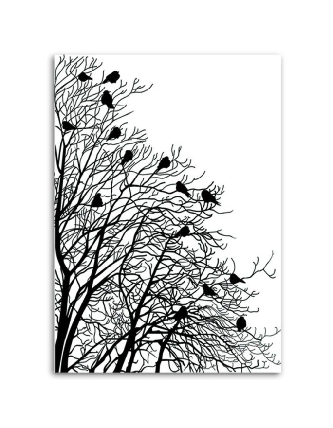 Canvas print B&W - Birds on branches | FEEBY