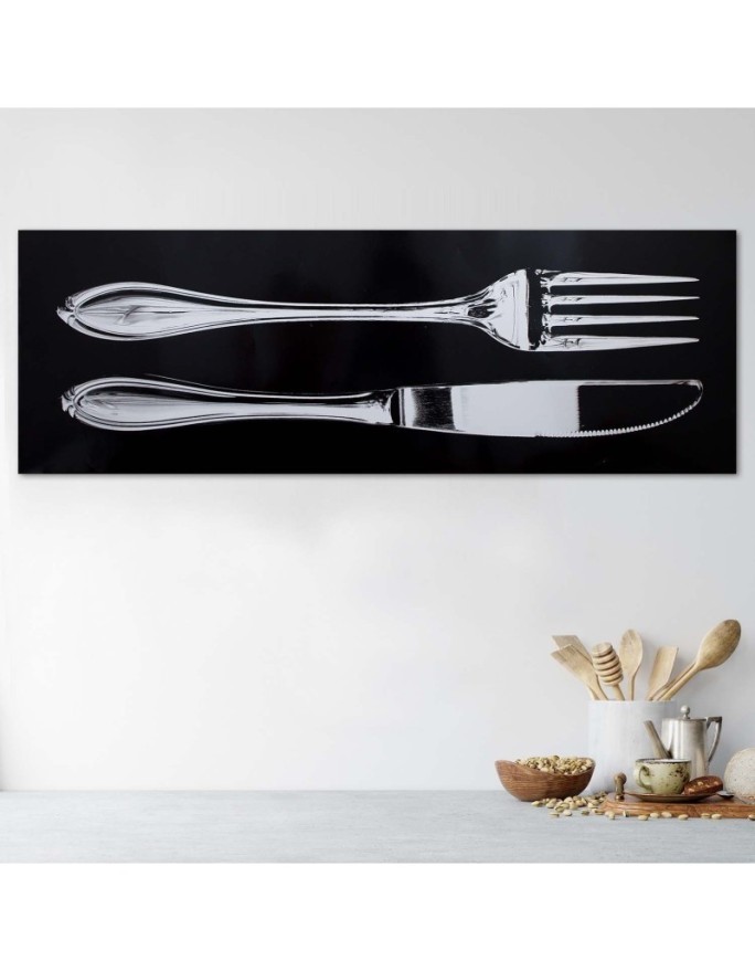 Printed Canvas prints for the kitchen - Knife and fork | FEEBY