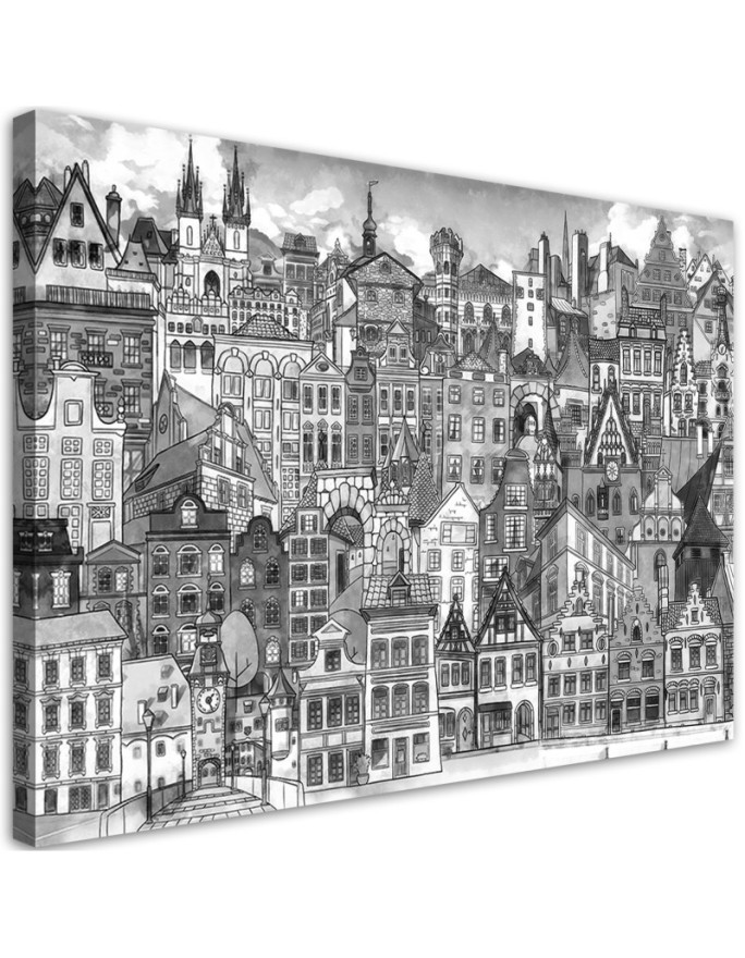 Printed picture for children's room - Black and white city | FEEBY