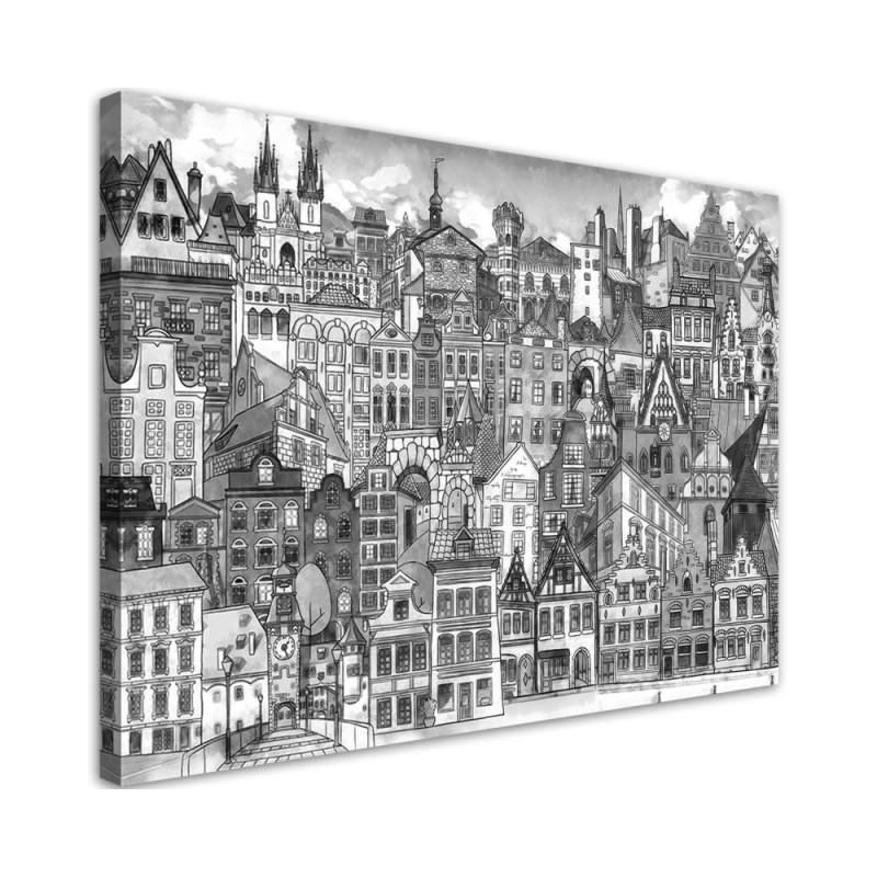 Printed picture for children's room - Black and white city | FEEBY
