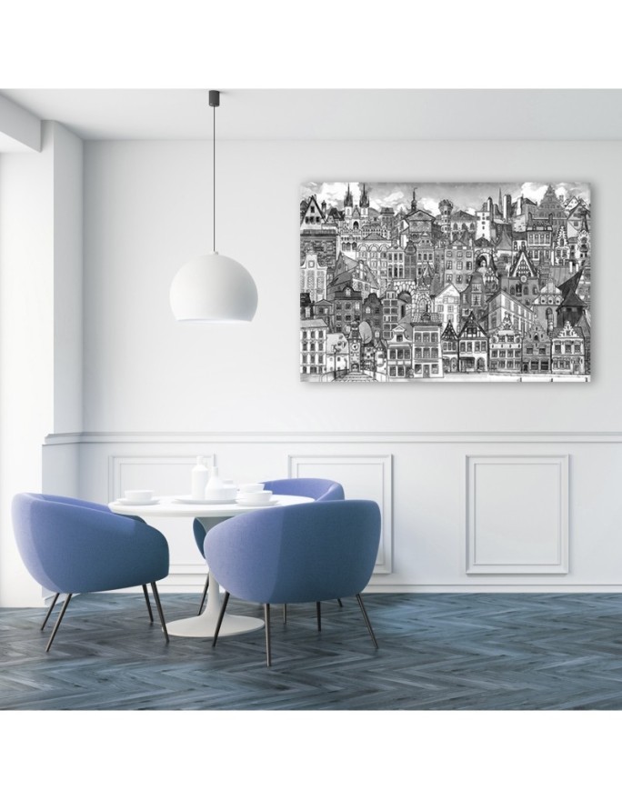 Printed picture for children's room - Black and white city | FEEBY