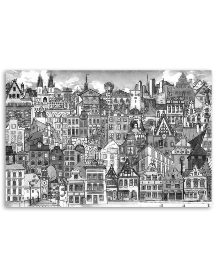 Printed picture for children's room - Black and white city | FEEBY