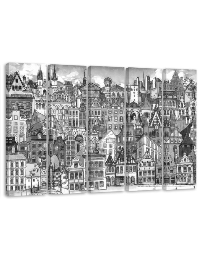 Children's wall picture 5 parts - Merry city | FEEBY