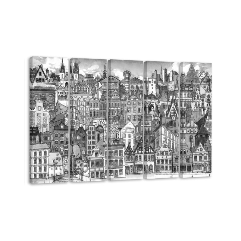 Children's wall picture 5 parts - Merry city | FEEBY