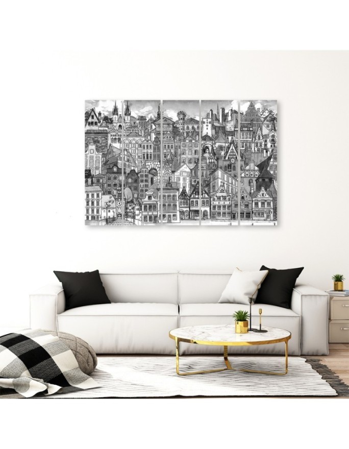Children's wall picture 5 parts - Merry city | FEEBY