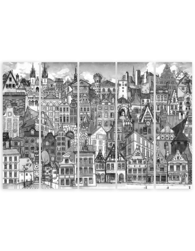 Children's wall picture 5 parts - Merry city | FEEBY