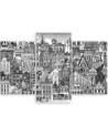 Triptych painting for children's room - Merry city | FEEBY