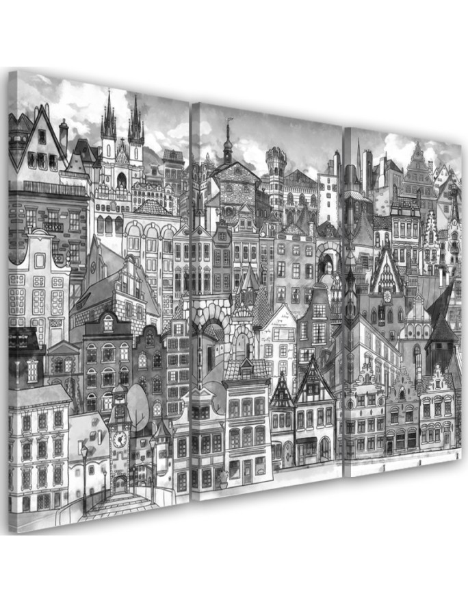 Painting 3-part modern for a child - Merry city | FEEBY
