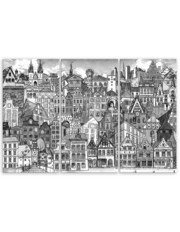 Painting 3-part modern for a child - Merry city | FEEBY