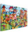 Canvas prints for a child's room - Fairy in a colourful town | FEEBY