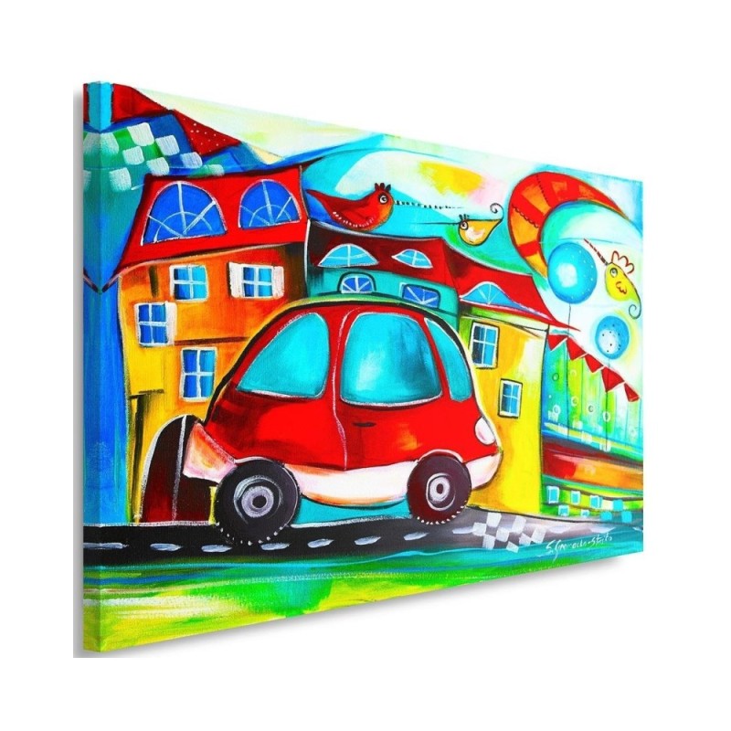 Canvas painting - Red car for a child's room | FEEBY