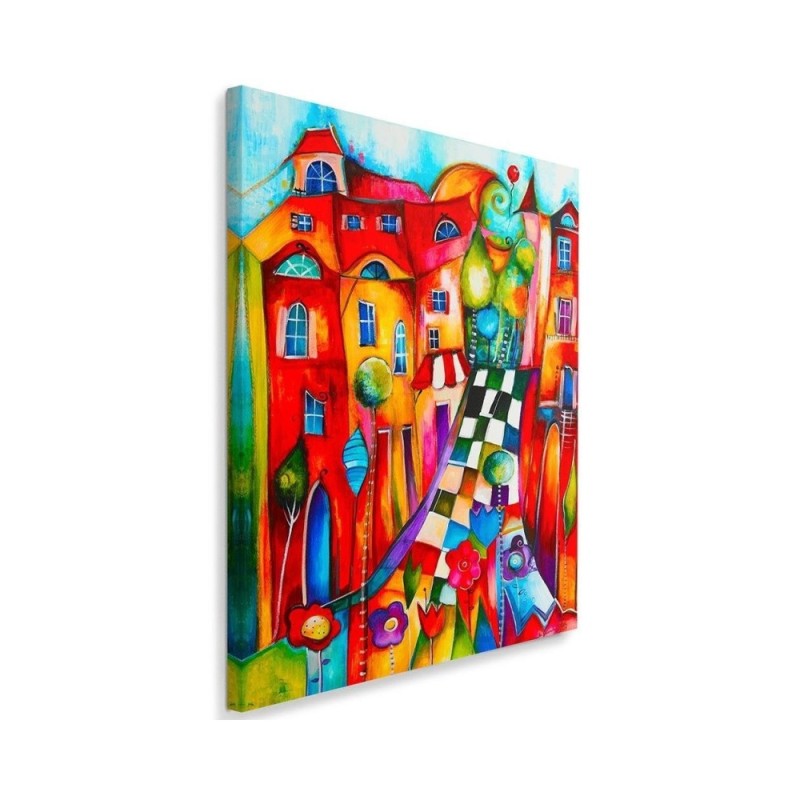 Kids Room wall art Canvas - Colourful town | FEEBY