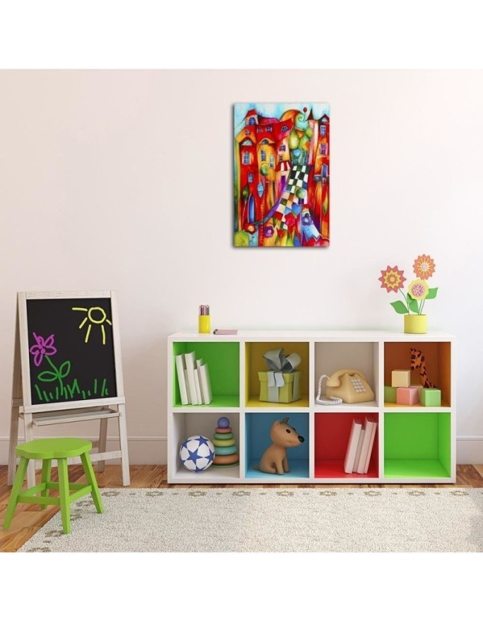Kids Room wall art Canvas - Colourful town | FEEBY