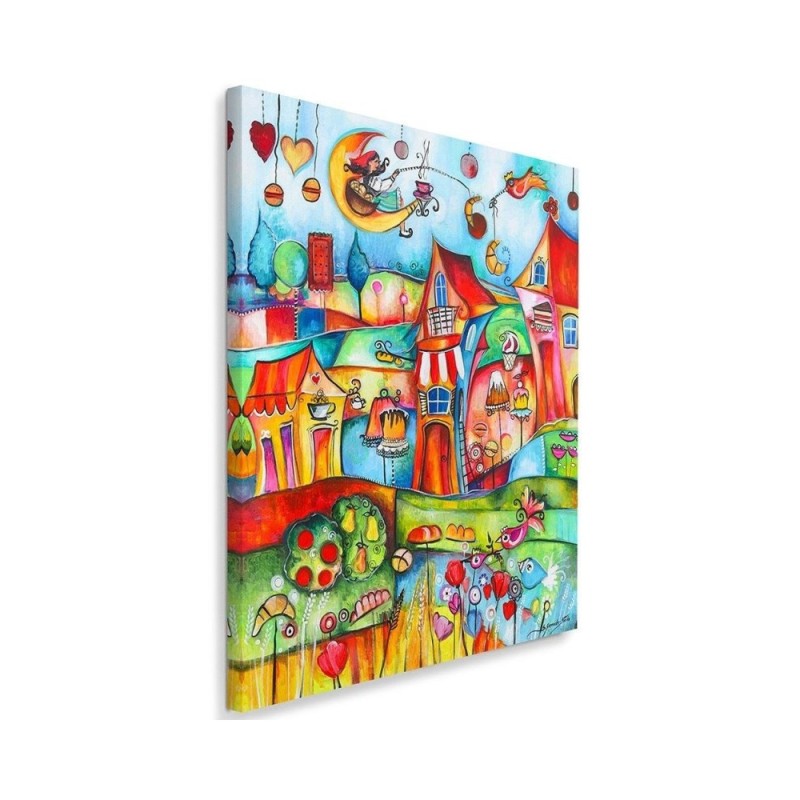 Wall art canvas for a child's wall - Fairy tale town | FEEBY