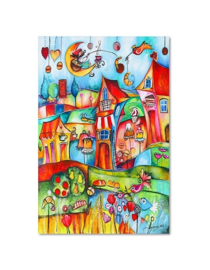 Wall art canvas for a child's wall - Fairy tale town | FEEBY