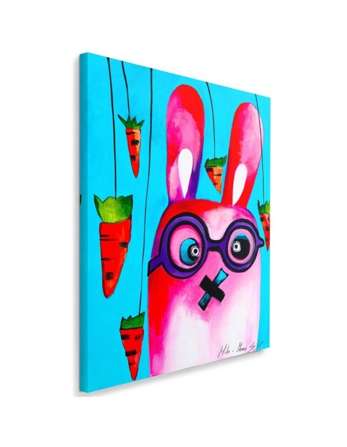 Children's print Canvas prints - Pink bunny with glasses for children | FEEBY